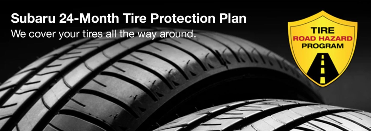 Subaru tire with 24-Month Tire Protection and road hazard program logo. | All American Subaru of Old Bridge in Old Bridge NJ