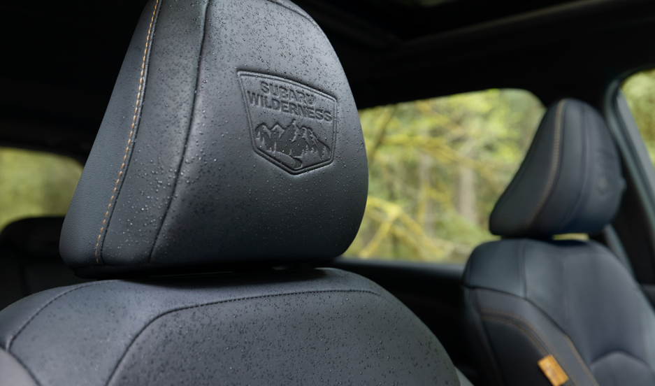 Subaru Wilderness seat headrest with embossed logo